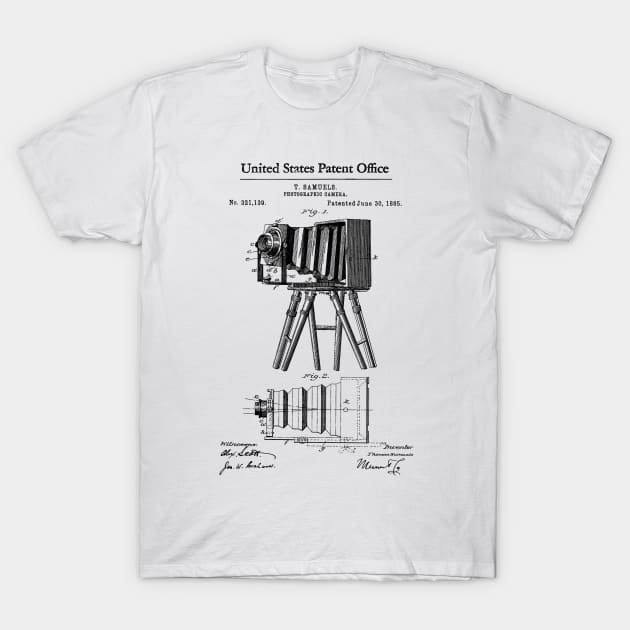 Photographic Camera Patent Black T-Shirt by Luve